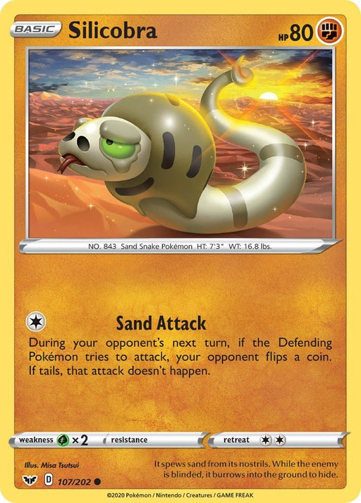 Pokemon Silicobra (107) 107/202 SWSH01: Sword & Shield Base Set Reverse Holo - Eterna Cards