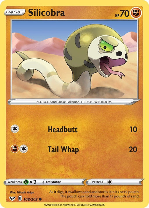 Pokemon Silicobra (108) 108/202 SWSH01: Sword & Shield Base Set Normal - Eterna Cards