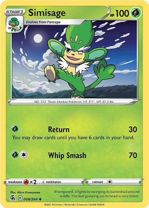 Pokemon Simisage 008/264 SWSH08: Fusion Strike Normal - EternaCards