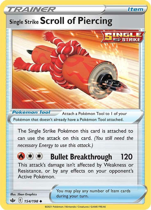 Pokemon Single Strike Scroll of Piercing 154/198 SWSH06: Chilling Reign Reverse Holo - EternaCards
