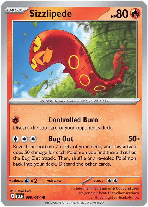 Pokemon Sizzlipede 009/084 ME05: Pitch Black Reverse Holo - Eterna Cards