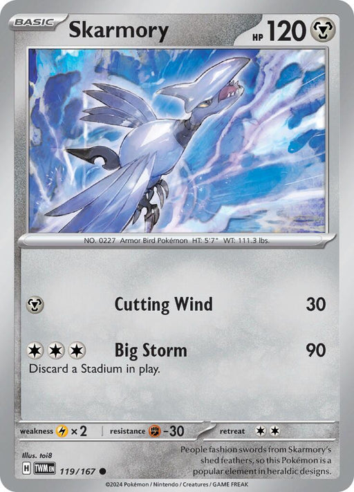 Pokemon Skarmory 119/167 SV06: Twilight Masquerade Reverse Holo - EternaCards