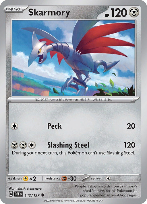Pokemon Skarmory 142/197 SV03: Obsidian Flames Normal - EternaCards