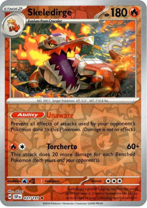 Pokemon Skeledirge 031/191 SV08: Surging Sparks Holo - Eterna Cards