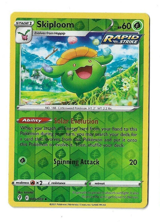 Pokemon Skiploom 003/203 SWSH07: Evolving Skies Normal - Eterna Cards