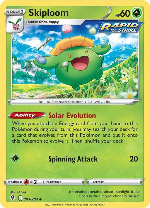Pokemon Skiploom 003/203 SWSH07: Evolving Skies Reverse Holo - EternaCards