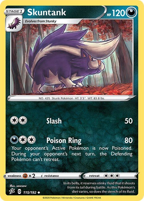 Pokemon Skuntank 115/192 SWSH02: Rebel Clash Normal - Eterna Cards