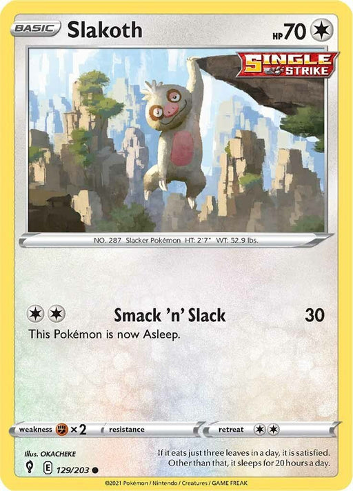 Pokemon Slakoth 129/203 SWSH07: Evolving Skies Reverse Holo - EternaCards