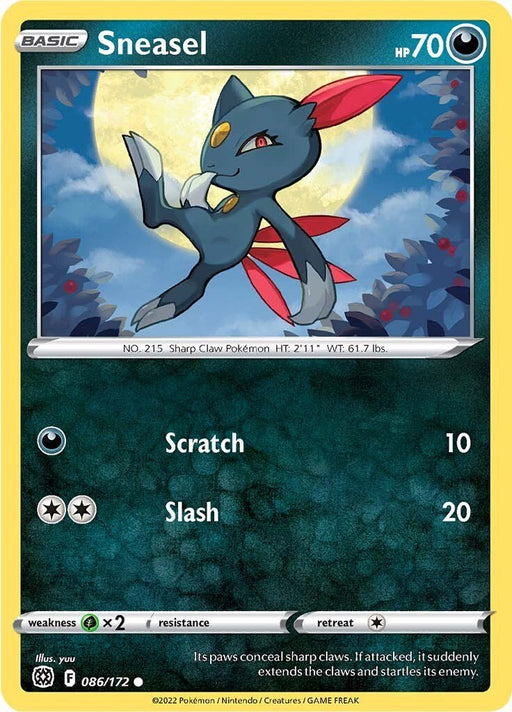 Pokemon Sneasel 086/172 SWSH09: Brilliant Stars Reverse Holo - EternaCards