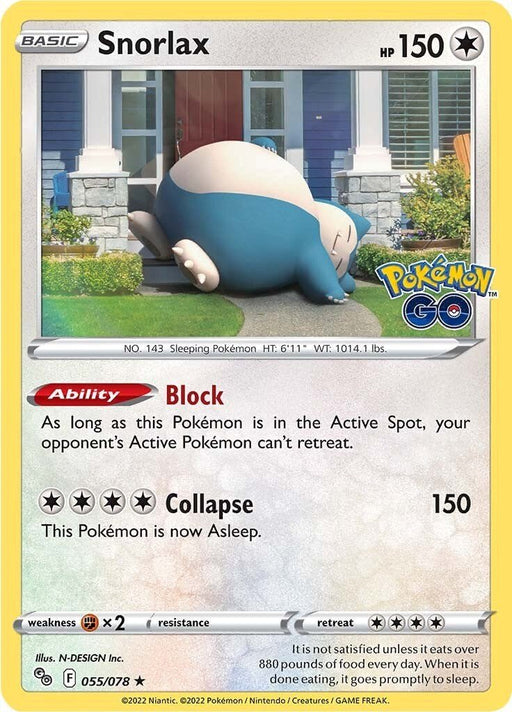 Pokemon Snorlax 055/078 Pokemon GO Holo - EternaCards