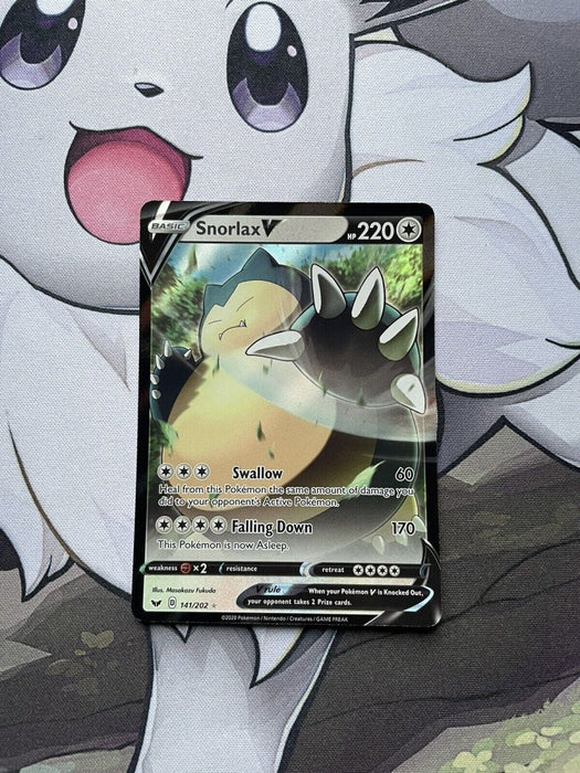 Pokemon - Snorlax V - 141/202 - Sword and Shield - Half Art - EternaCards