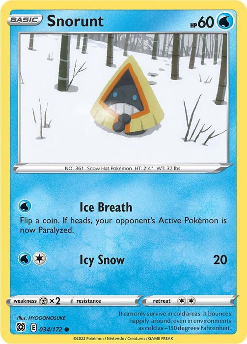 Pokemon Snorunt 034/172 SWSH09: Brilliant Stars Normal - EternaCards