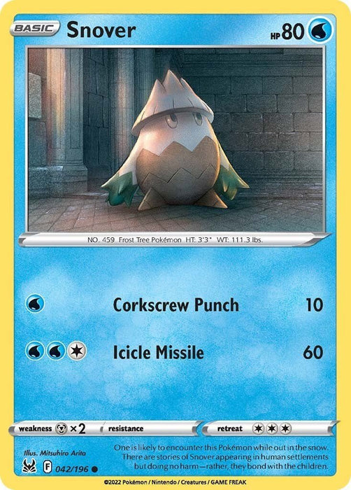 Pokemon Snover 042/196 SWSH11: Lost Origin Reverse Holo - EternaCards