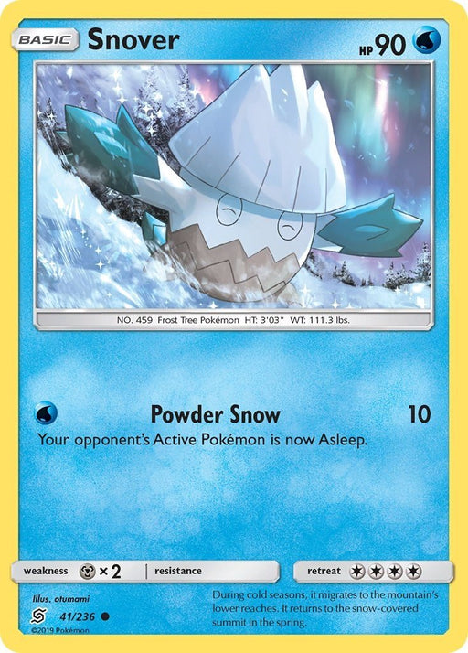 Pokemon Snover 41/236 SM - Unified Minds Reverse Holo - Eterna Cards