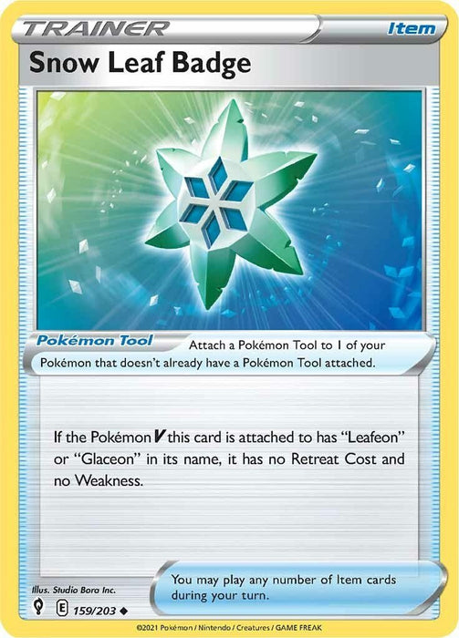 Pokemon Snow Leaf Badge 159/203 SWSH07: Evolving Skies Reverse Holo - EternaCards