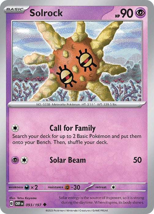 Pokemon Solrock 093/197 SV03: Obsidian Flames Normal - EternaCards