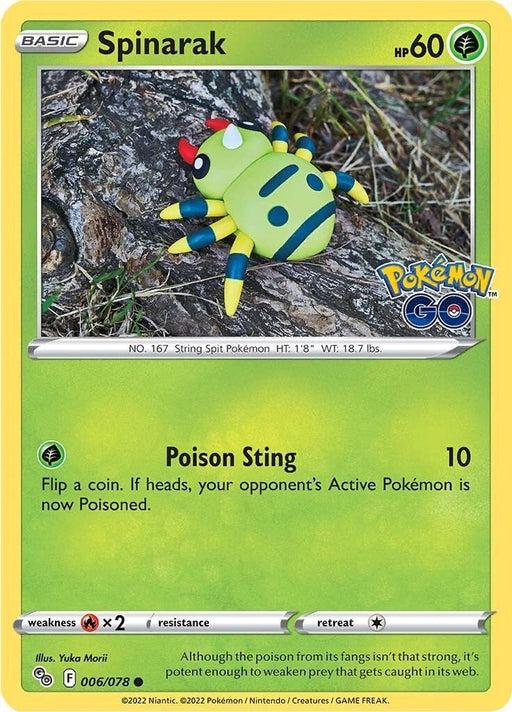 Pokemon Spinarak 006/078 Pokemon GO Reverse Holo - EternaCards