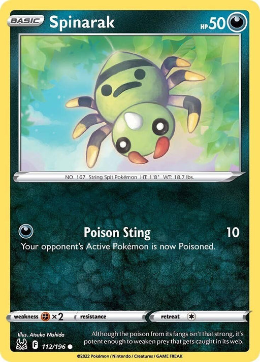 Pokemon Spinarak 112/196 SWSH11: Lost Origin Reverse Holo - EternaCards
