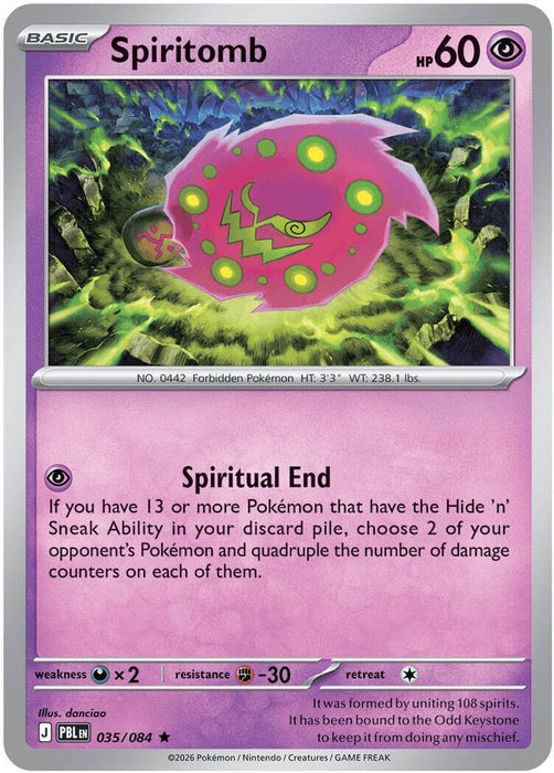 Pokemon Spiritomb 035/084 ME05: Pitch Black Reverse Holo - Eterna Cards