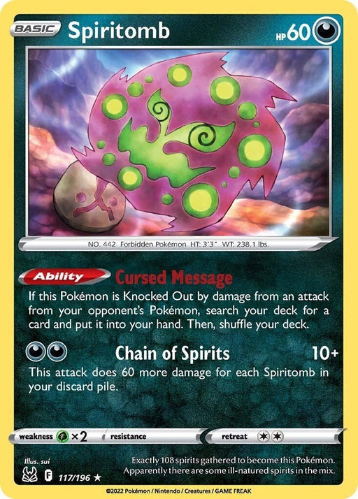 Pokemon Spiritomb 117/196 SWSH11: Lost Origin Reverse Holo - EternaCards