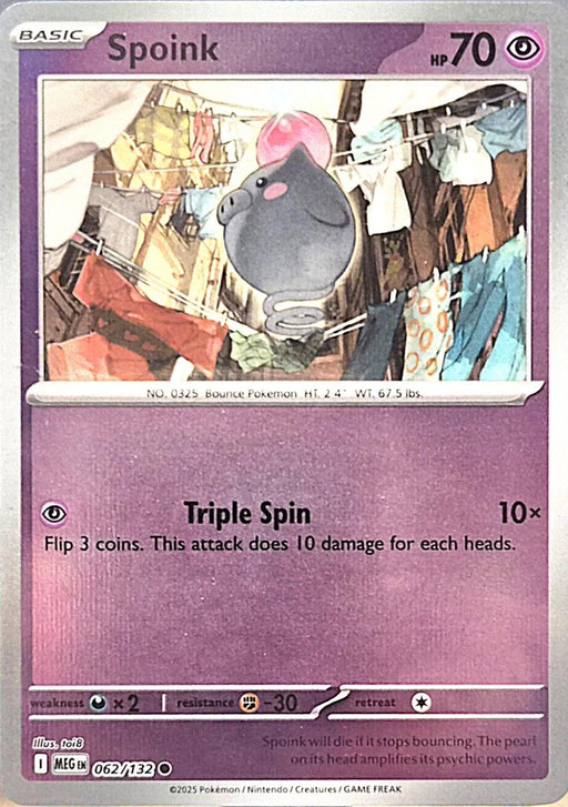 Pokemon Spoink 062/132 ME01: Mega Evolution Normal - Eterna Cards