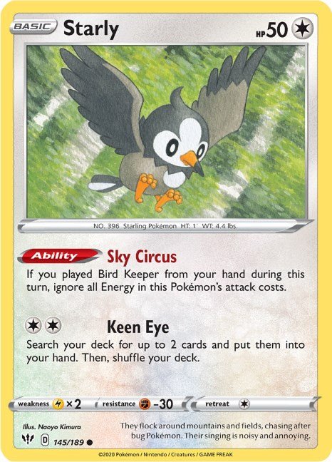 Pokemon Starly 145/189 SWSH03: Darkness Ablaze Normal - EternaCards