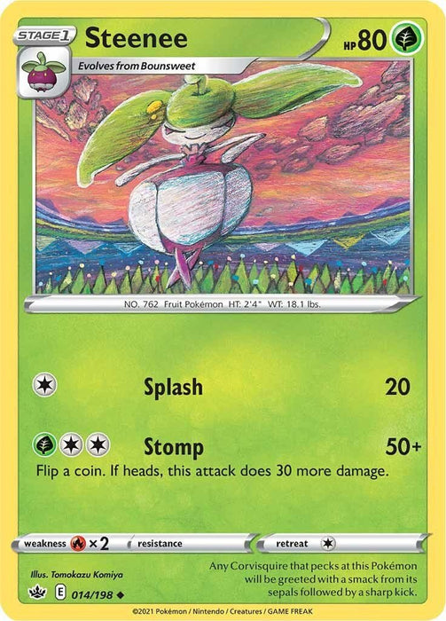 Pokemon Steenee 014/198 SWSH06: Chilling Reign Reverse Holo - EternaCards