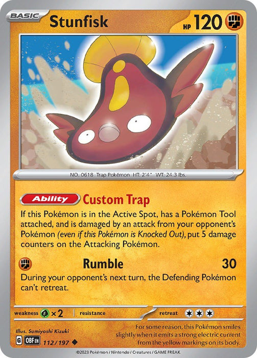 Pokemon Stunfisk 112/197 SV03: Obsidian Flames Normal - EternaCards