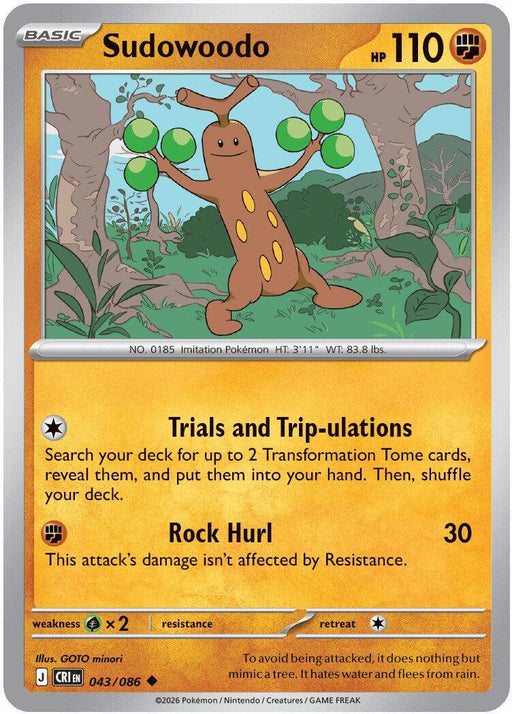 Pokemon Sudowoodo 043/086 ME04: Chaos Rising Reverse Holo - EternaCards