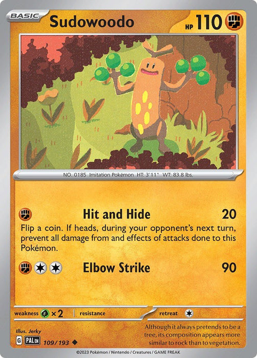 Pokemon Sudowoodo 109/193 SV02: Paldea Evolved Normal - EternaCards