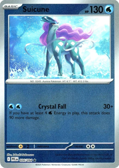 Pokemon Suicune 026/094 ME02: Phantasmal Flames Holo - Eterna Cards