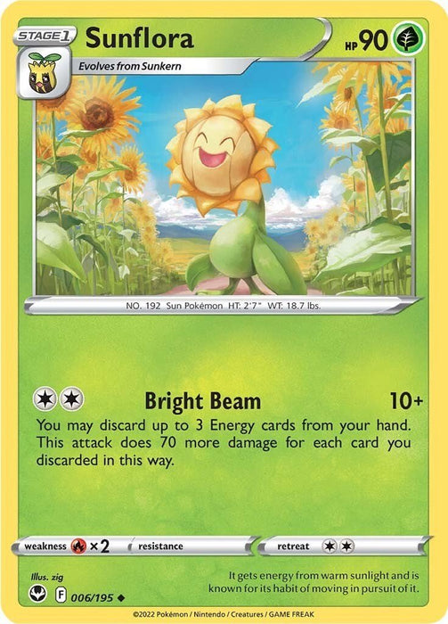 Pokemon Sunflora 006/195 SWSH12: Silver Tempest Reverse Holo - EternaCards
