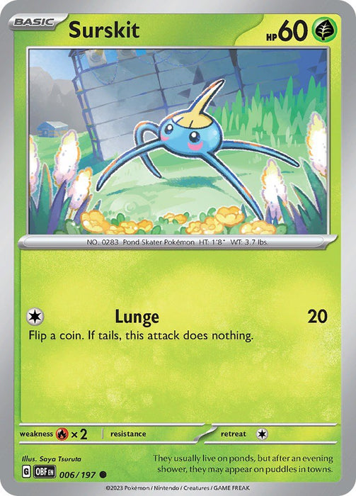 Pokemon Surskit 006/197 SV03: Obsidian Flames Reverse Holofoil - EternaCards