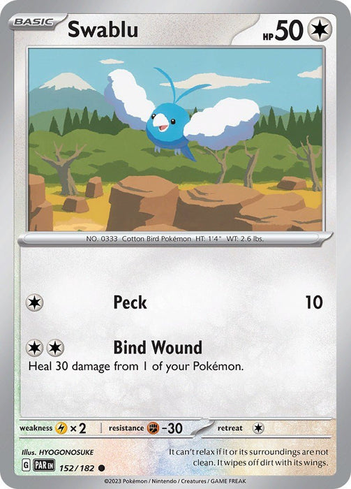 Pokemon Swablu - 152/182 152/182 SV04: Paradox Rift Reverse Holo - EternaCards