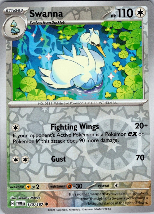Pokemon Swanna 140/167 SV06: Twilight Masquerade Normal - Eterna Cards