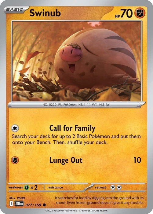 Pokemon Swinub - 077/159 SV09: Journey Together Reverse Holo - Eterna Cards