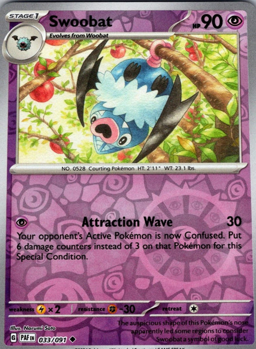 Pokemon Swoobat 033/091 SV: Paldean Fates Normal - Eterna Cards