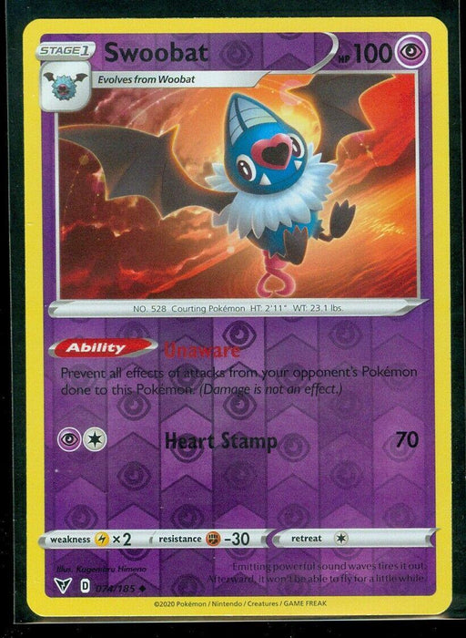 Pokemon Swoobat 074/185 SWSH04: Vivid Voltage Normal - Eterna Cards