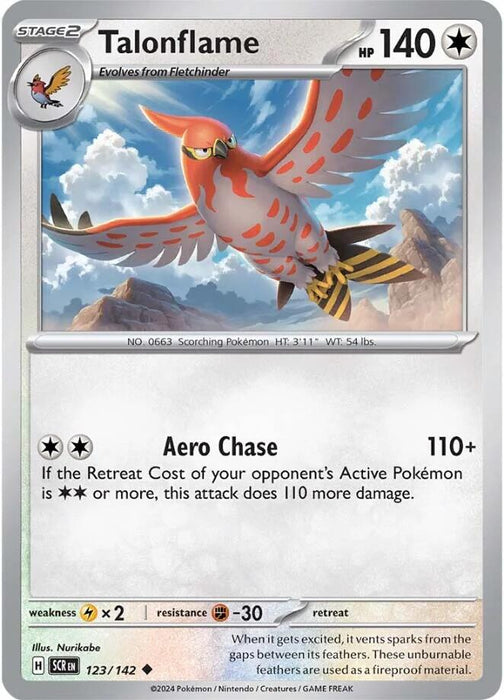 Pokemon Talonflame 123/142 SV07: Stellar Crown Reverse Holo - EternaCards
