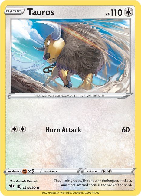 Pokemon Tauros 134/189 SWSH03: Darkness Ablaze Normal - EternaCards