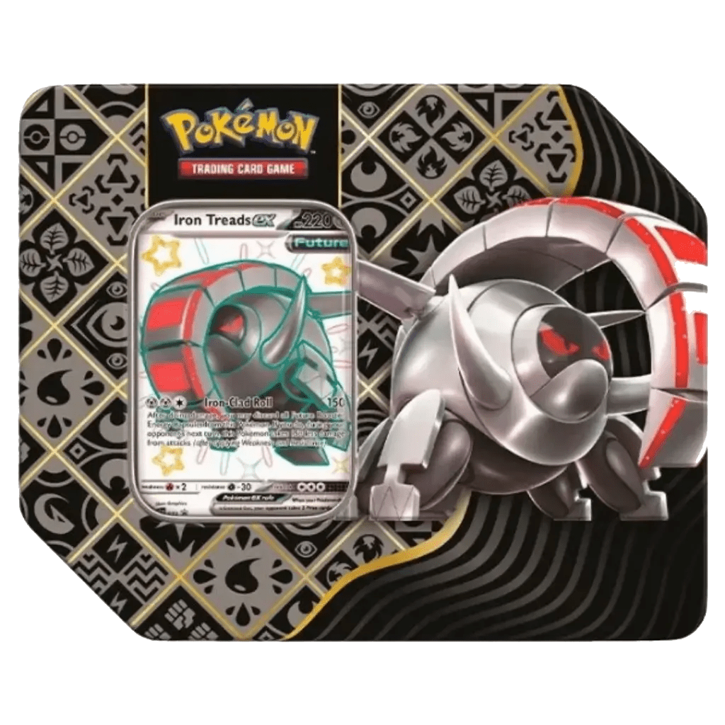 Pokemon Paldean Fates 5 Booster Tin Iron Treads