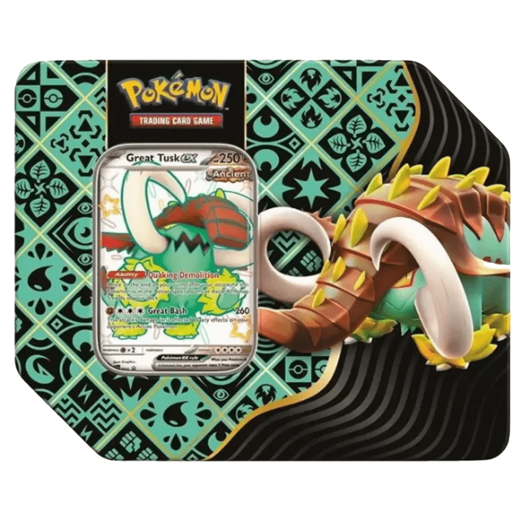 Pokemon Paldean Fates 5 Booster Tin Great Tusk