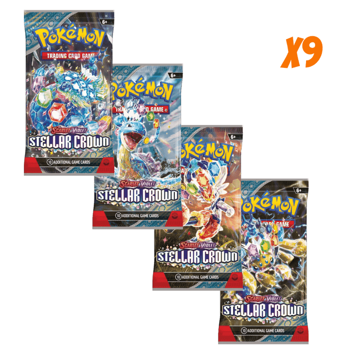 Pokemon Stellar Crown Booster Pack Bundle (9 Packs) - Eterna Cards