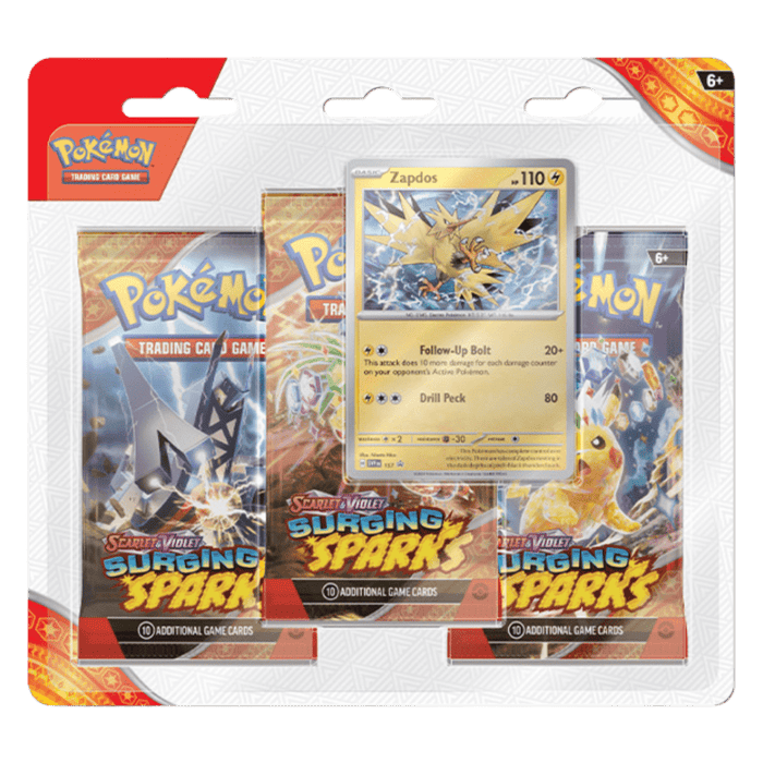 Pokemon Surging Sparks 3-Pack Blister (Zapdos/Quagsire) - Eterna Cards