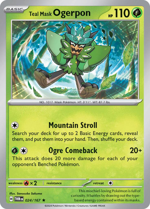 Pokemon Teal Mask Ogerpon 024/167 SV06: Twilight Masquerade Holo - EternaCards