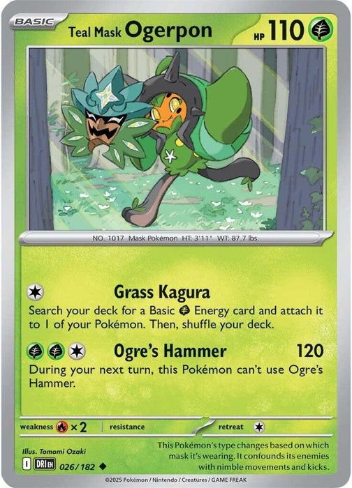 Pokemon Teal Mask Ogerpon 026/182 SV10: Destined Rivals Reverse Holo - EternaCards