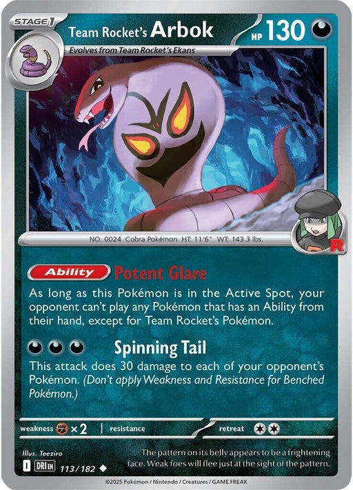 Pokemon Team Rocket's Arbok 113/182 SV10: Destined Rivals Normal - EternaCards
