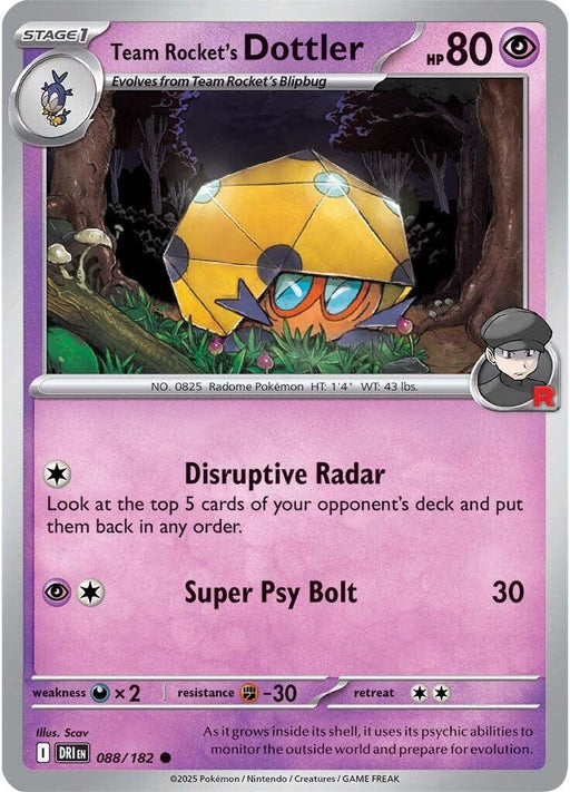 Pokemon Team Rocket's Dottler 088/182 SV10: Destined Rivals Reverse Holo - EternaCards