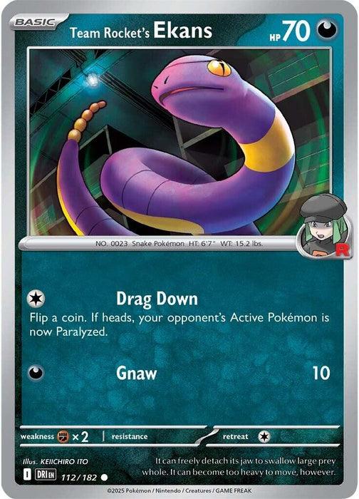 Pokemon Team Rocket's Ekans 112/182 SV10: Destined Rivals Reverse Holo - EternaCards
