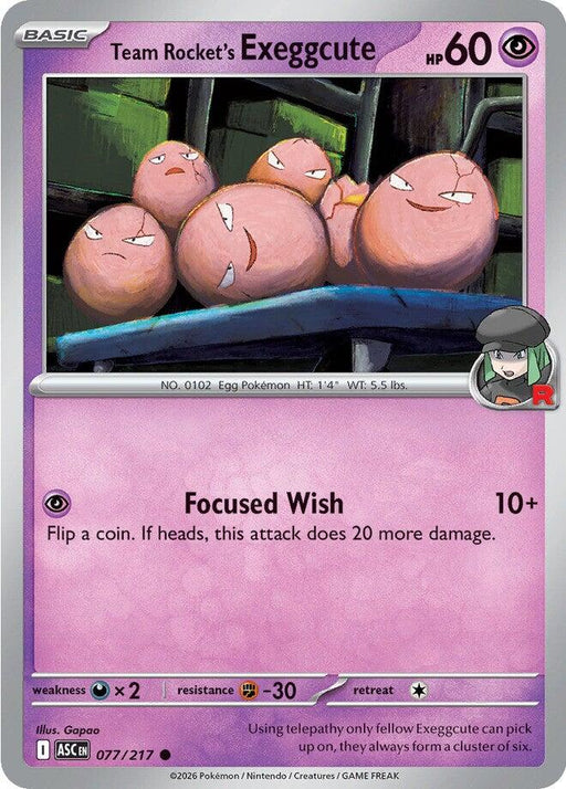 Pokemon Team Rocket's Exeggcute 077/217 ME: Ascended Heroes Normal - EternaCards